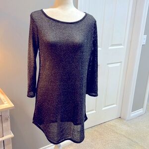 PAOLINO Sheer Long Sleeve Glitter Cover Up - M